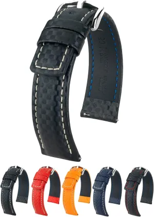 24mm opposed obsess anticipate - Length - Attachment/Buckle Width - Quick Release Watch Band Hirsch Carbon Leather Watch Strap - Water Resistant - 18mm, 20mm, 22mm, 