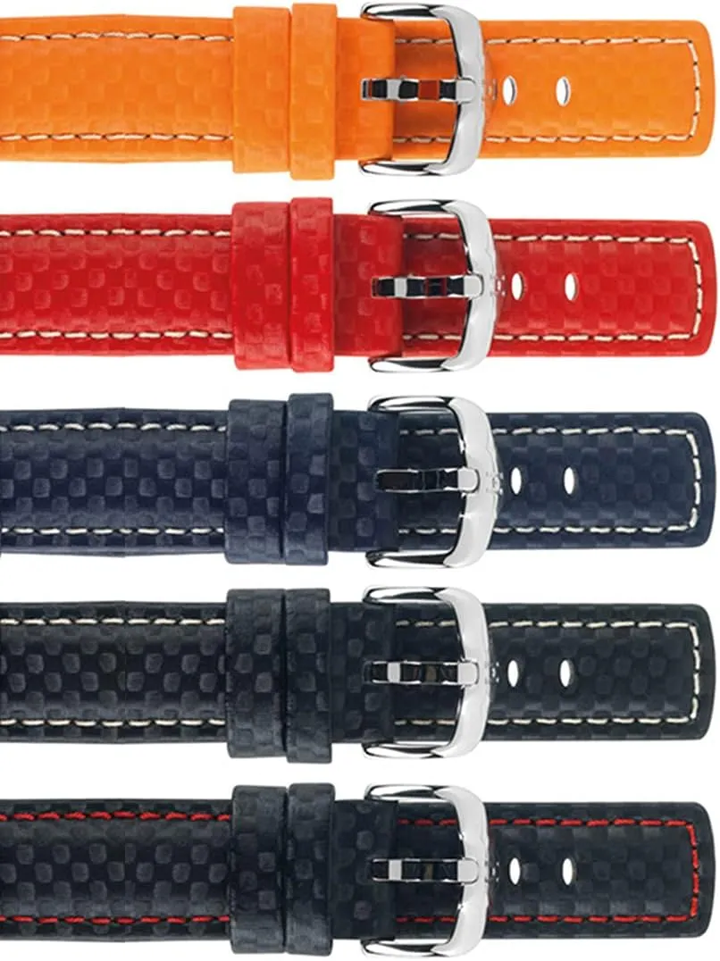24mm opposed obsess anticipate - Length - Attachment/Buckle Width - Quick Release Watch Band Hirsch Carbon Leather Watch Strap - Water Resistant - 18mm, 20mm, 22mm, 