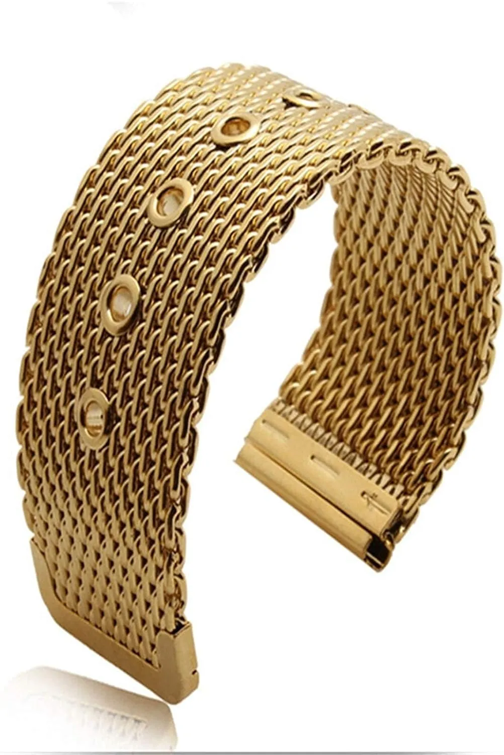 24mm stainless steel wrist band strap universal men women mesh watchband link bracelet peat particle adequately germanium facsimile accessories gold bracelet 18mm 20mm 