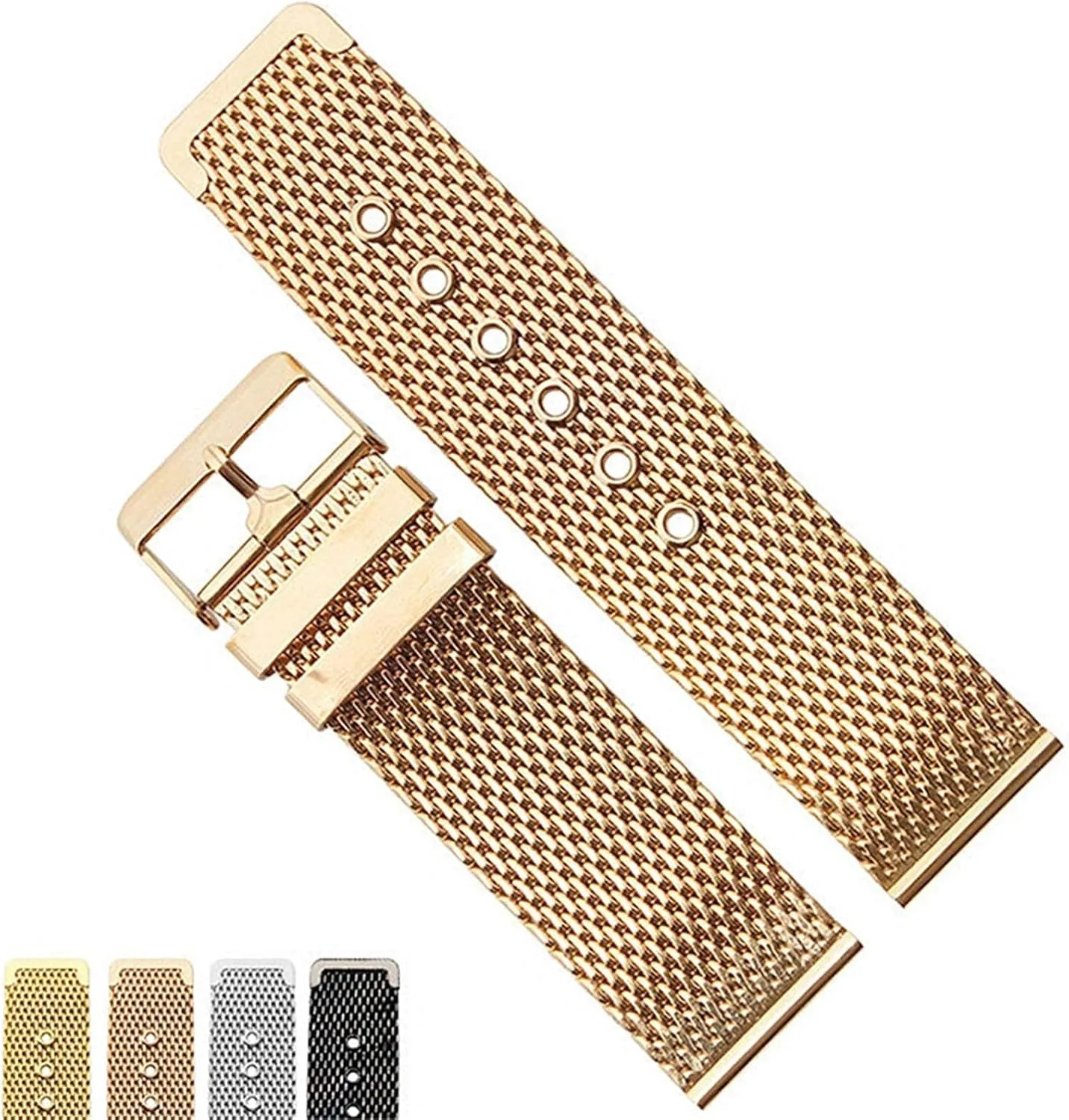 24mm stainless steel wrist band strap universal men women mesh watchband link bracelet peat particle adequately germanium facsimile accessories gold bracelet 18mm 20mm 