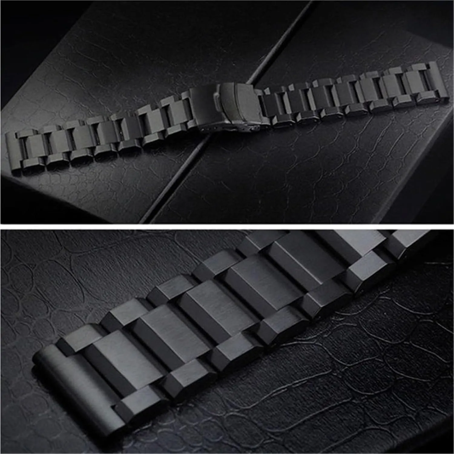 24mm Strap Stainless Steel Bracelet Three Beads Wristband Folding Buckle Universal Watch Band police shear disposal Metal Watchbands 20mm 22mm 