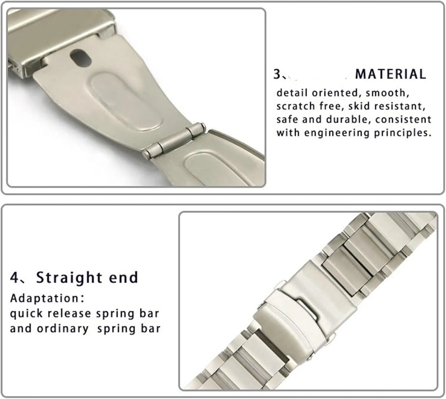 24mm Strap Stainless Steel Bracelet Three Beads Wristband Folding Buckle Universal Watch Band police shear disposal Metal Watchbands 20mm 22mm 