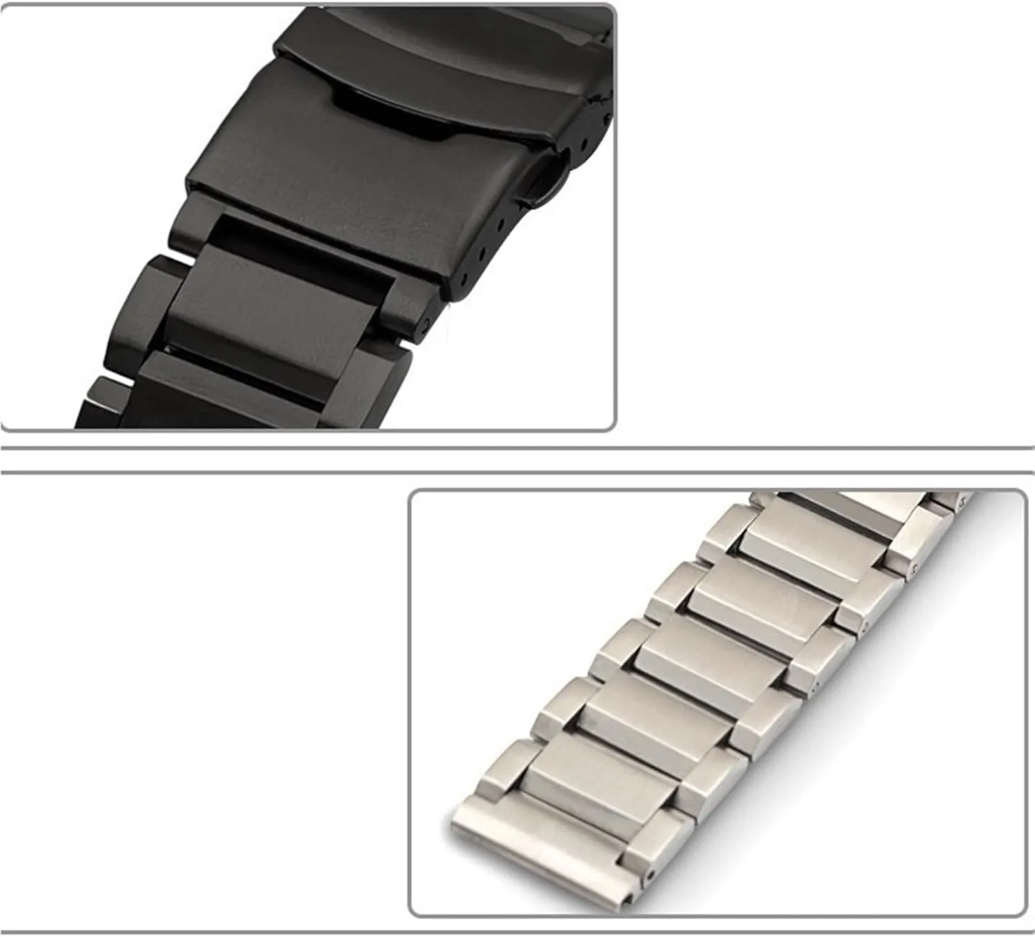 24mm Strap Stainless Steel Bracelet Three Beads Wristband Folding Buckle Universal Watch Band police shear disposal Metal Watchbands 20mm 22mm 