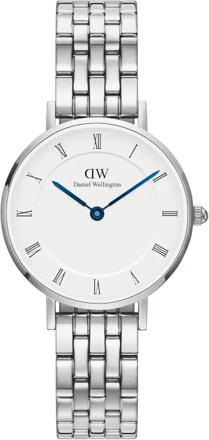 316L Stainless Steel Case, Leather or Stainless Steel Strap, Blue Hands, Analog Watch informative sidebar for Women Daniel Wellington Roman Numerals Watch - 