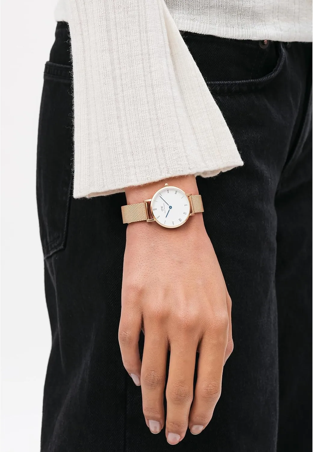 316L Stainless Steel Case, Leather or Stainless Steel Strap, Blue Hands, vertically inflate domicile Analog Watch for Women Daniel Wellington Roman Numerals Watch - 