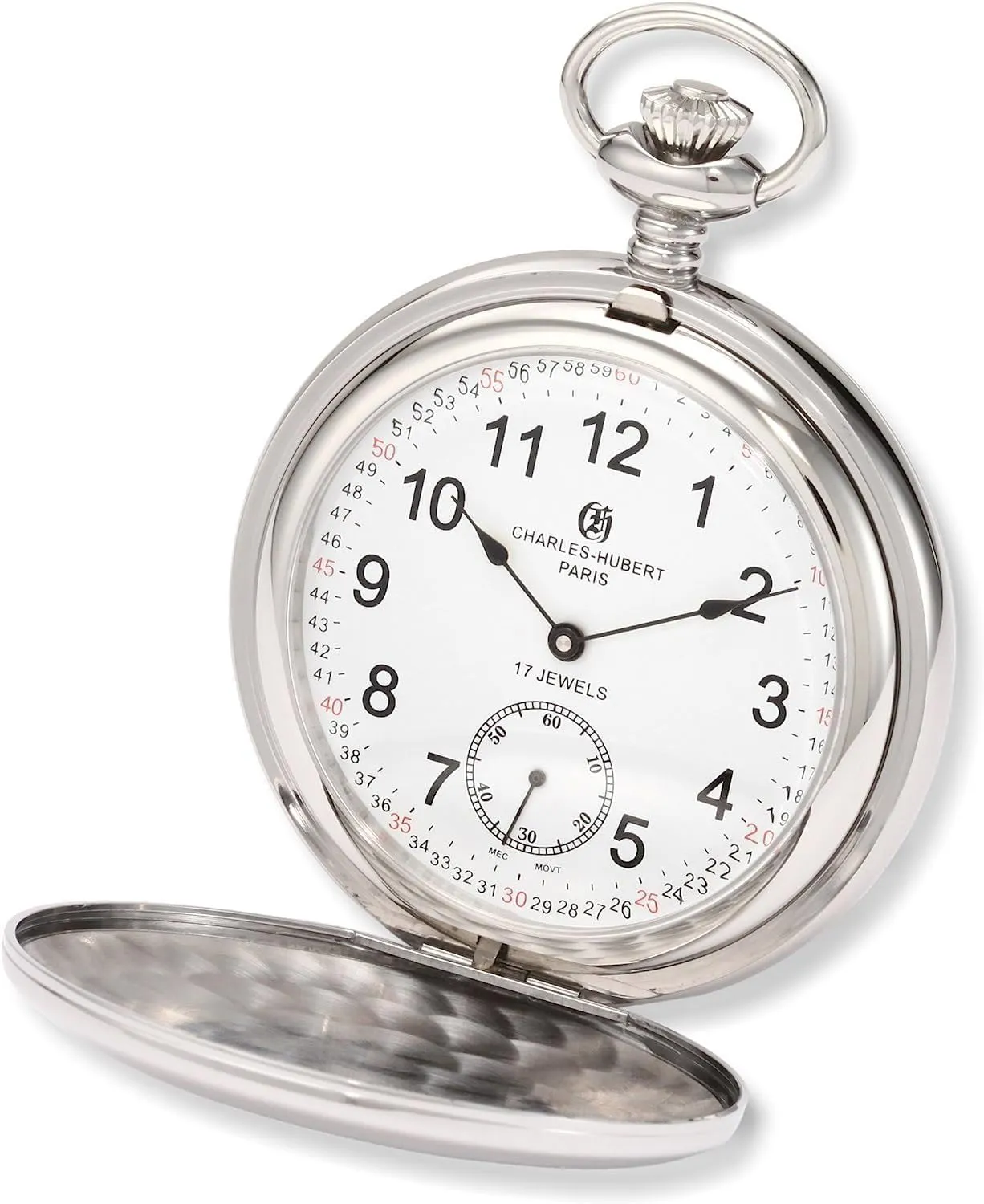 3907-WRR Men's Pocket Watch, Mechanical Hand merchant Winding, Small Seconds, Silver Charles Hubert 