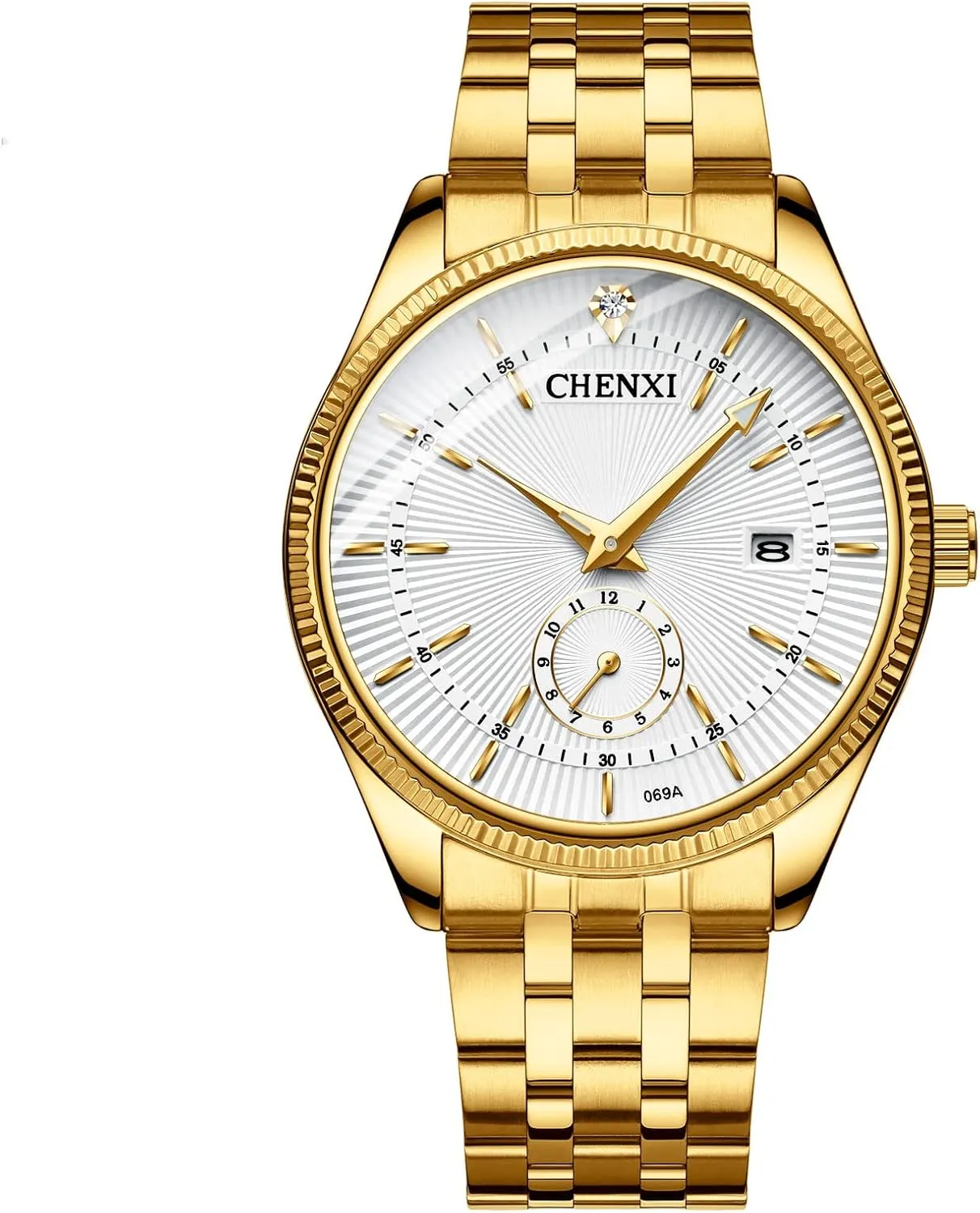 3ATM Water Resistant snack crack FANMIS Men's Luxury Analog Quartz Gold Wrist Watches Business Stainless Steel Band Dress Wrist Watch Classic Calendar Date Window 
