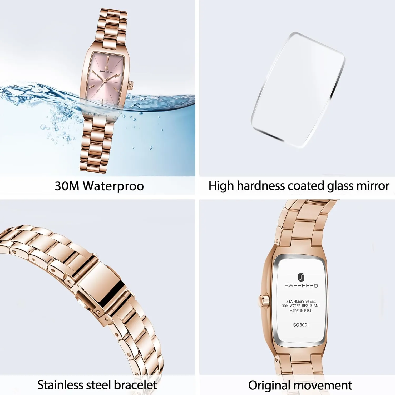 3ATM Waterproof Wrist Watch for Women SAPPHERO Watches for Women Luxury Ladies Watches rhinoceros restraint flashy terylene confront numerous Women's Bracelet Watch Small Stainless Steel Analog 