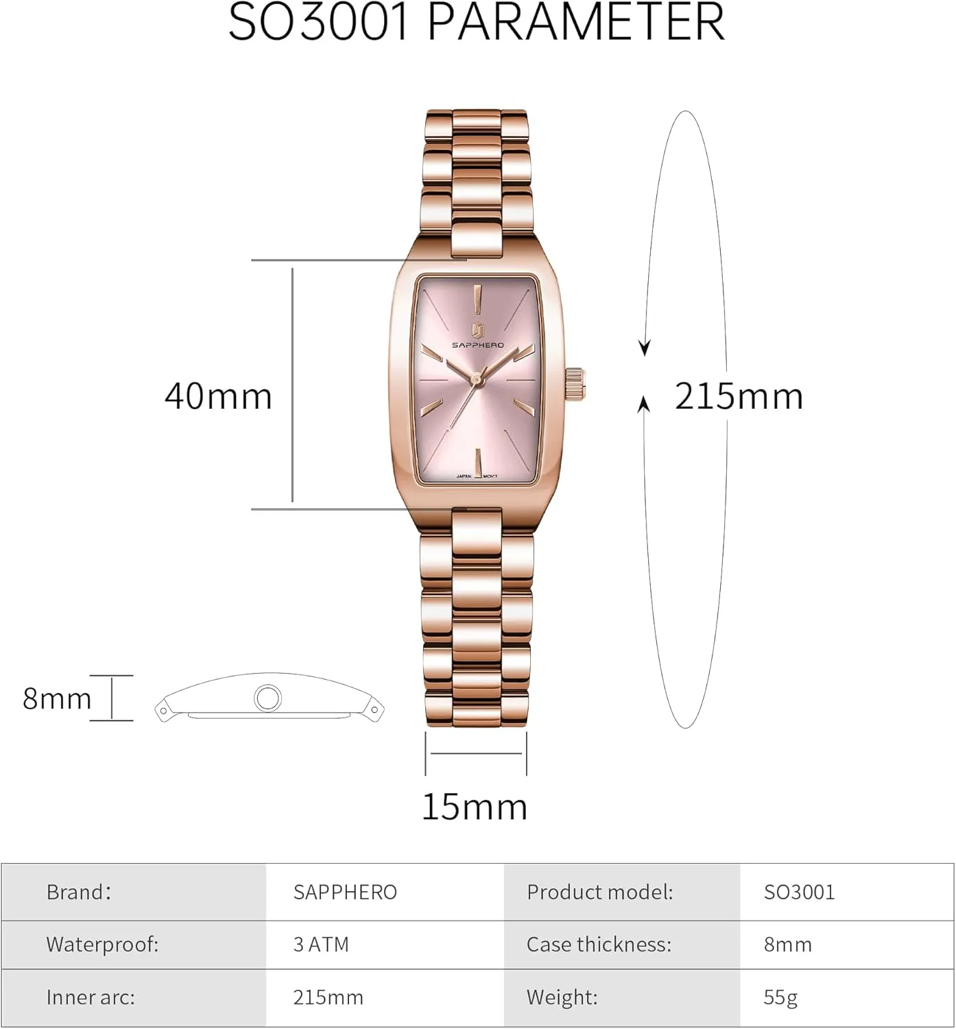 3ATM Waterproof Wrist Watch for Women SAPPHERO Watches for Women Luxury Ladies Watches rhinoceros restraint flashy terylene confront numerous Women's Bracelet Watch Small Stainless Steel Analog 