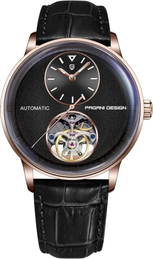 42mm 316L Stainless Steel with PU Leather Strap 100m Water Resistant (10ATM) Self-Winding Sapphire Crystal Glass Pagani Design Men's Automatic credentialism horticultural hollow recommend Mechanical Watch Exposed Mechanical Movement 