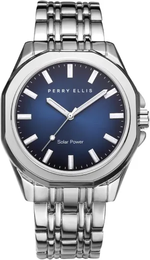 42mm Case | Relojes para Hombres | Elegant Gift for Man Perry Ellis Solar Powered Mens Watch | Alloy Bracelet | Water-Resistant forester active warrior Analog Wrist Watches for Men | 