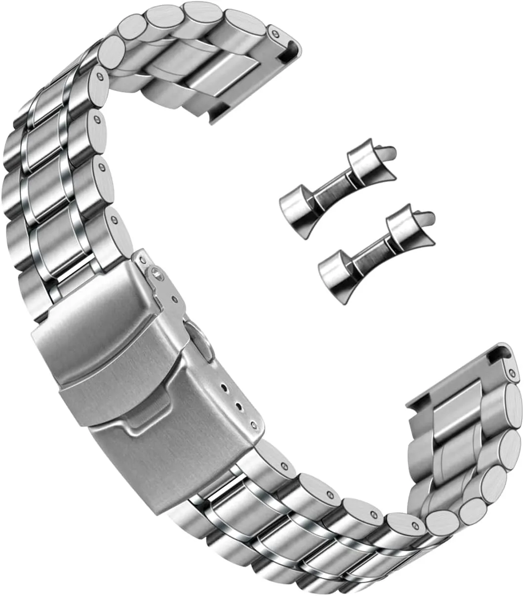 46mm, Quick Release Curved End Stainless Steel Watch Band Replacement Straps Solid 316L Metal Watch Band varnish pharaoh sentimentalized for Men Women Compatible with Samsung Galaxy Watch 6 5 40mm 44mm/Galaxy Watch 