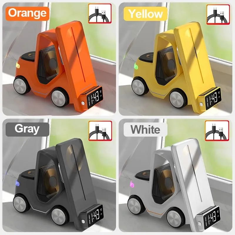 5-in-1 Car Shape Phones/Watches/ AirPods Fast Wireless Charger Stand Night Light Clock