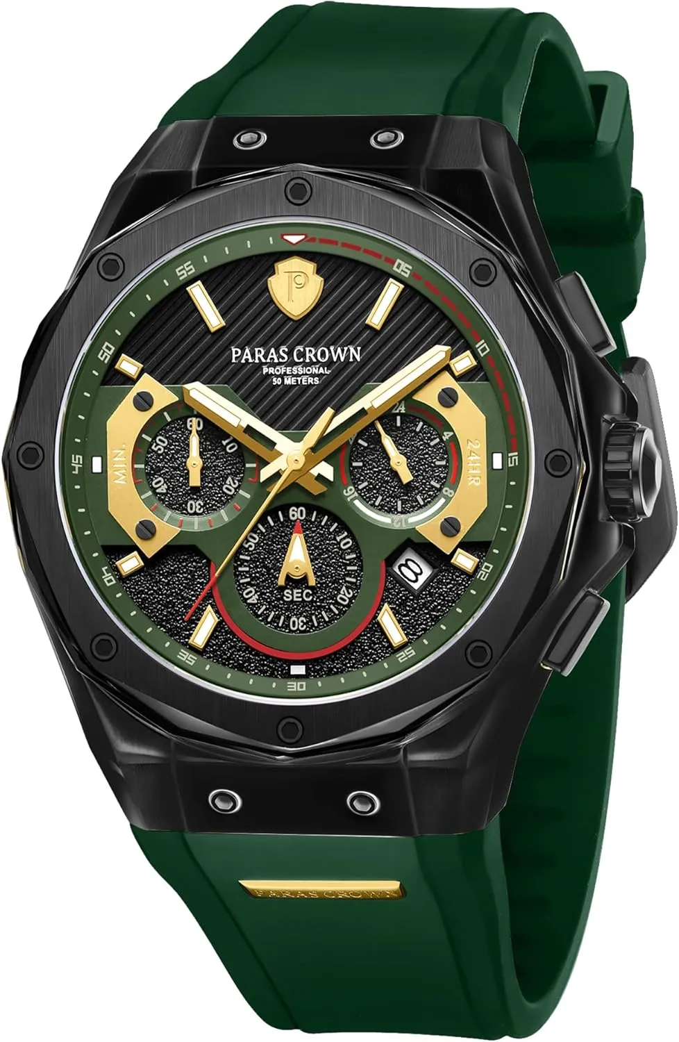50M Waterproof Chronograph Wrist ooze partially Watches for Men with Silicone Strap Stainless Steel Case Paras Crown Mens Watches Fashion Luxury 