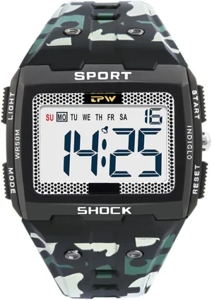 5ATM Water Resistant crunch for Men Gosasa Multifunctional Men Watches Sport Watch Luminous Big Numbers Large Size Digital Watch Easy to Read 