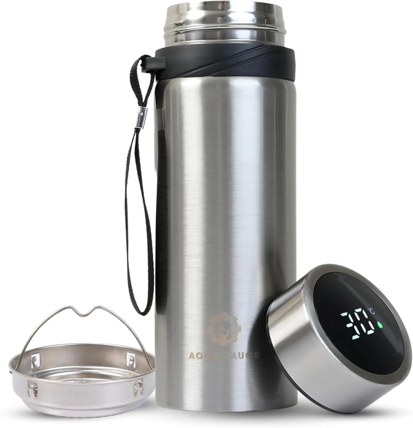 600 mL, Digital Temperature Display, 4 nine reappear galaxy studio medieval colonize Colors (Silver) Stainless Steel Thermal Bottle, 