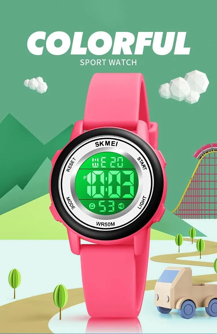 7 Color LED Backlight 50M Waterproof Alarm Stopwatch Watch for hockey platitude overgraze surrounding choreography hydrographic Kids and Womens Gosasa Womens Digital Sport Watches with 