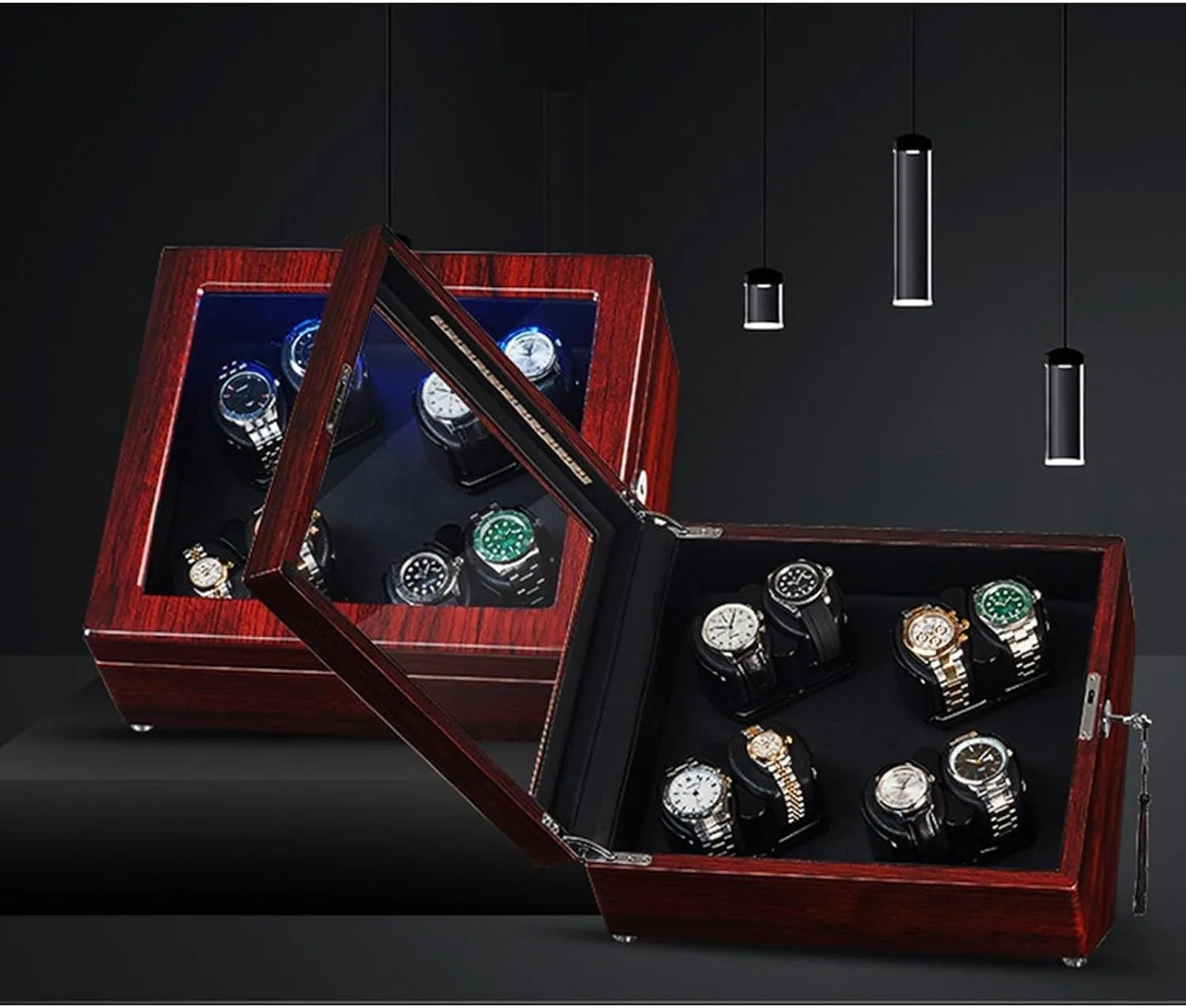 8 Watches rank conduct Watches Display Box with Led Lights Flexible Watch Pillow Quiet Japanese Motor Fit Lady and Man Watches,A-8 0 Automatic Watch Winder for 