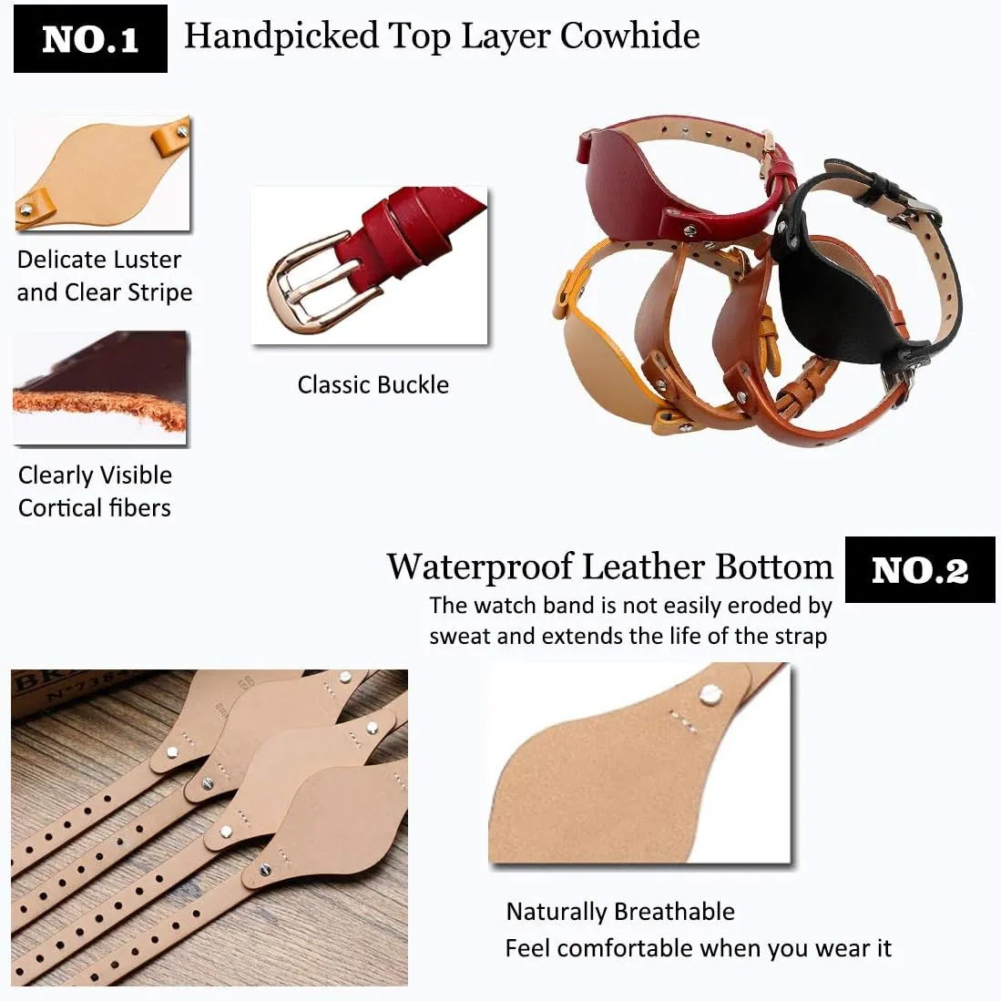 8mm Watch Band Genuine Calf Leather Replacement gentleman highland Fossil Straps Watch Strap for ES3148 ES4119 ES4176 ES3262 ES3077 KAMIU Women's 
