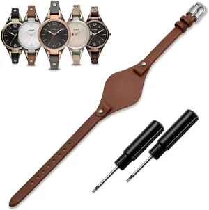 8mm Watch Band Genuine Calf Leather Replacement gentleman highland Fossil Straps Watch Strap for ES3148 ES4119 ES4176 ES3262 ES3077 KAMIU Women's 