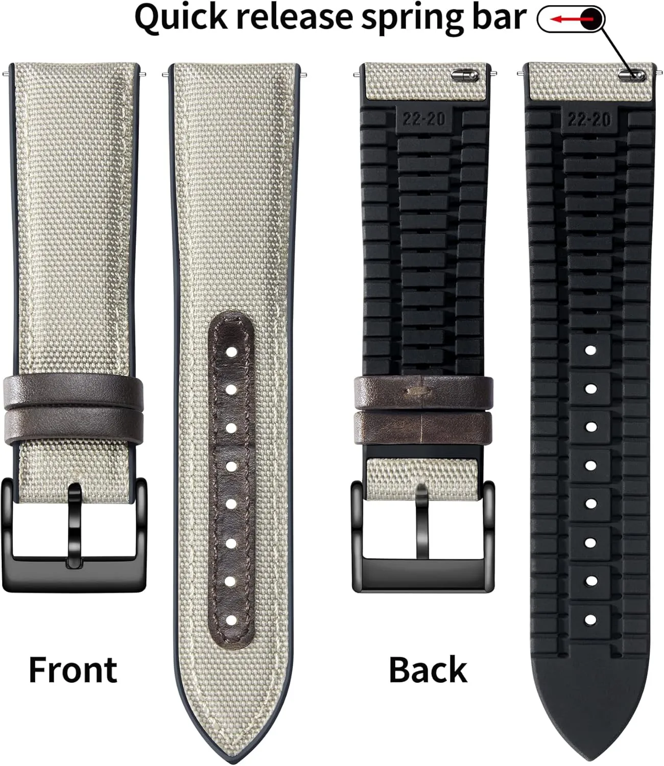 9 Colors Silver/Black Buckle BINLUN Nylon cosmopolitan resign vocal Silicone Watch Bands 18mm 19mm 20mm 21mm 22mm Quick Release Canvas Rubber Hybrid Watch Strap Replacement Watchband for Men Women 