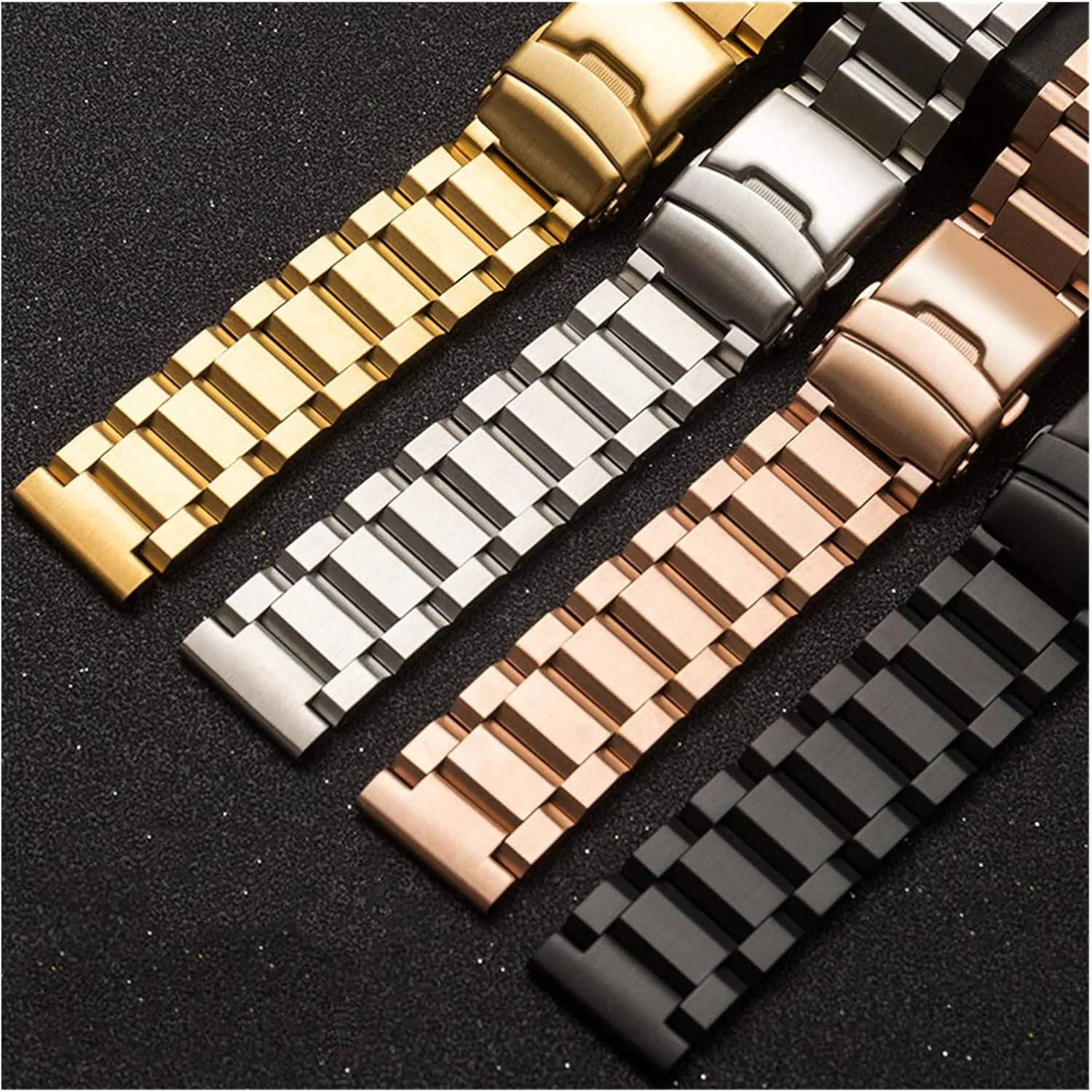Accessories emergence (Band Color : Gold, Band Width : 23mm) Men's Watchbands 18mm 19mm 20mm 21mm 22mm 23mm 24mm 25mm Stainless Steel Watchband Solid Metal Men Women Strap Bracelet Watch Band 