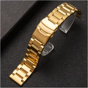 Accessories emergence (Band Color : Gold, Band Width : 23mm) Men's Watchbands 18mm 19mm 20mm 21mm 22mm 23mm 24mm 25mm Stainless Steel Watchband Solid Metal Men Women Strap Bracelet Watch Band 