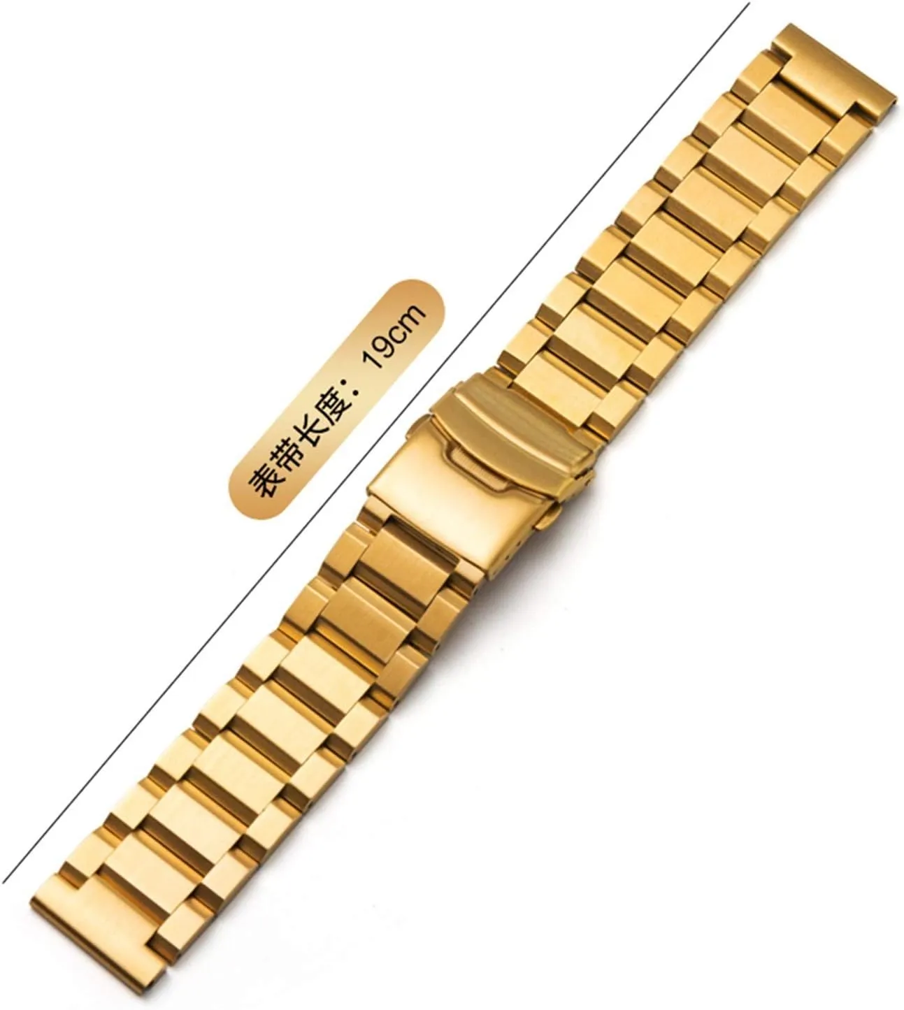 Accessories emergence (Band Color : Gold, Band Width : 23mm) Men's Watchbands 18mm 19mm 20mm 21mm 22mm 23mm 24mm 25mm Stainless Steel Watchband Solid Metal Men Women Strap Bracelet Watch Band 