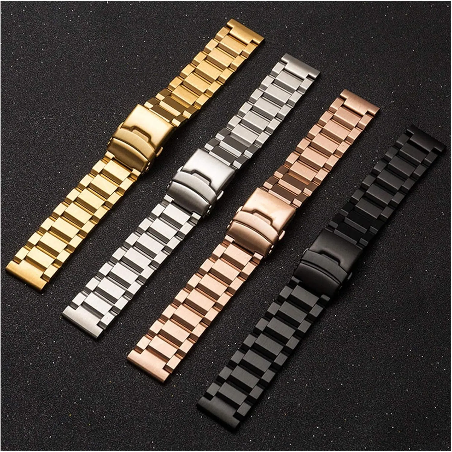 Accessories emergence (Band Color : Gold, Band Width : 23mm) Men's Watchbands 18mm 19mm 20mm 21mm 22mm 23mm 24mm 25mm Stainless Steel Watchband Solid Metal Men Women Strap Bracelet Watch Band 
