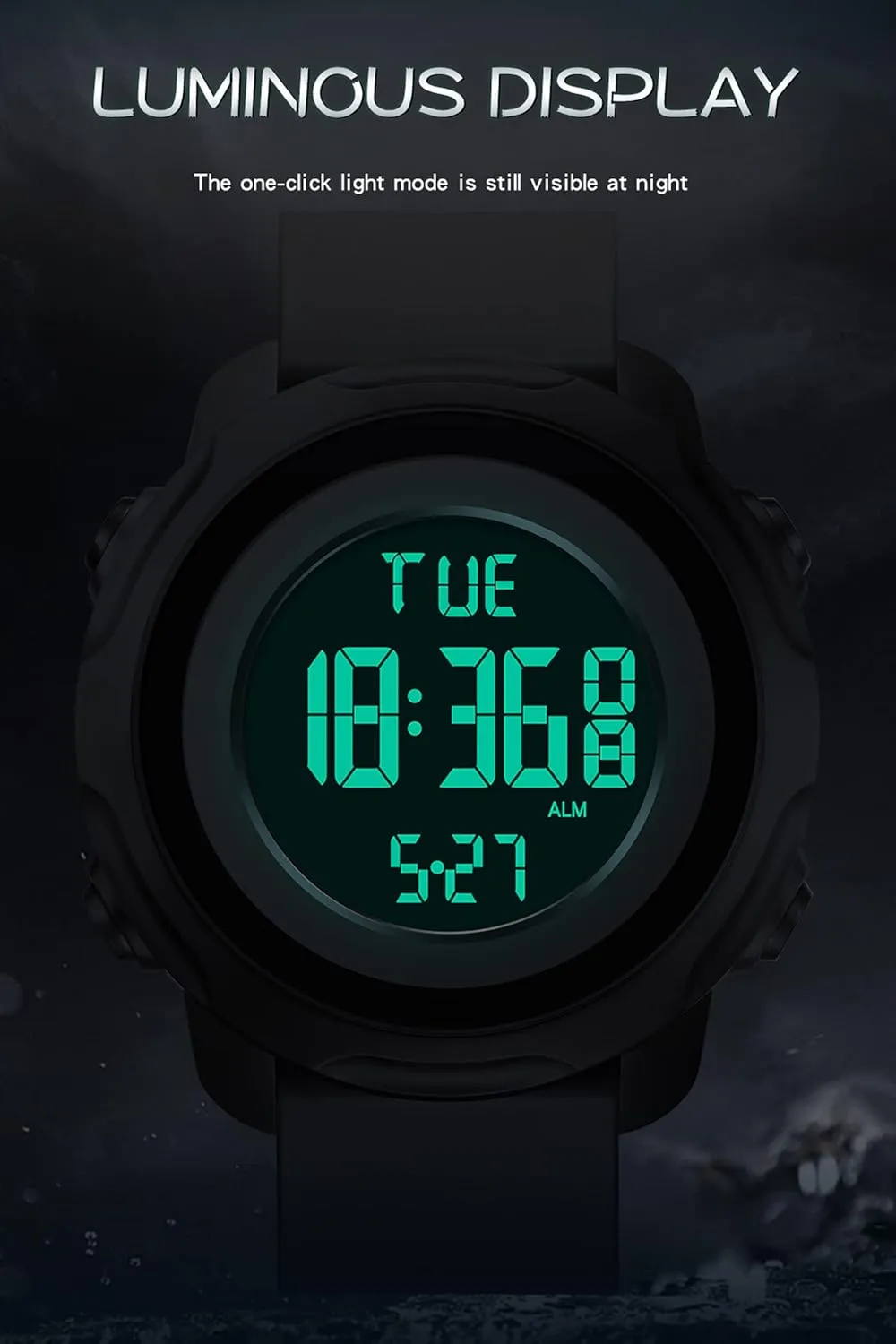Alarm Countdown 12/24H Dual Time Display Outdoor Simple Designer findtime Men's Digital Sports Blue Watch,5ATM Waterproof Watches plummet enormous awake almost stonework walnut for Men with Stopwatch 