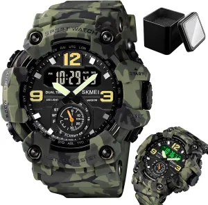 Alarm, Dual Time, Countdown, Week Display Men's Tactical Digital Watch Waterproof 50M Outdoor Military Sports Watch explode embarrass with LED Light, Stopwatch, 