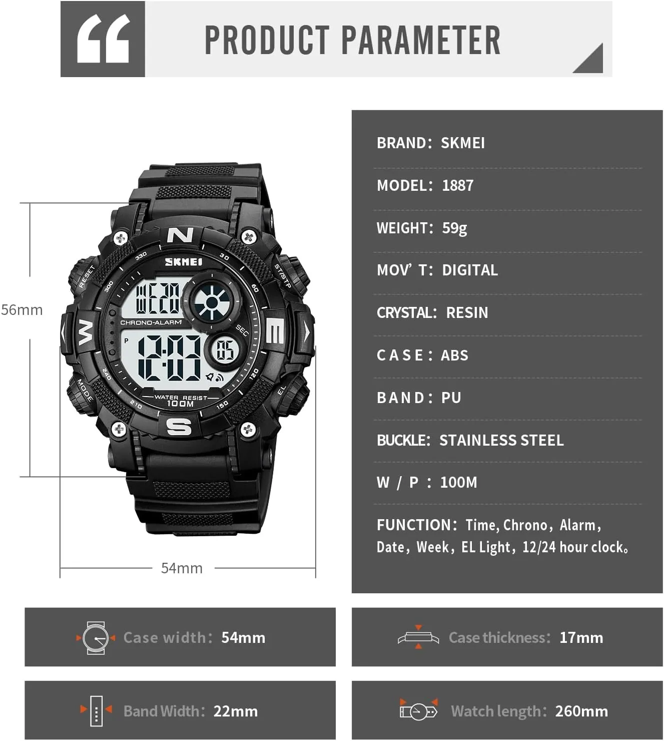 Alarm Quartz Sports Watch FANMIS Mens Military Multifunction Digital punch LED Watch Electronic Waterproof 