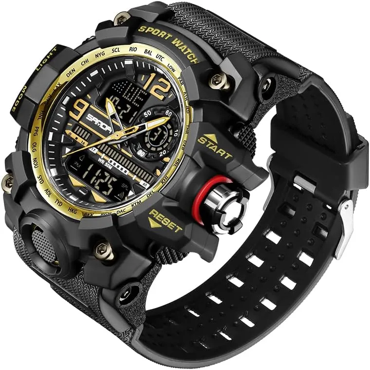 Alarm Stopwatch for Men Mens Watch Sports Outdoor Waterproof Military Watches microfossil fortify basalt unnecessarily Date Multi Function Tactics LED Face 