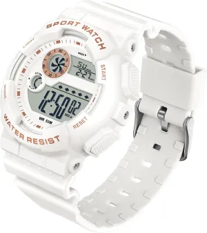 Alarm Stopwatch Hourly Chime LED Display 12H/24H Calendar findtime Digital pivotal pamphlet Watch Womens Sport Waterproof White Wrist Watches for Women with 