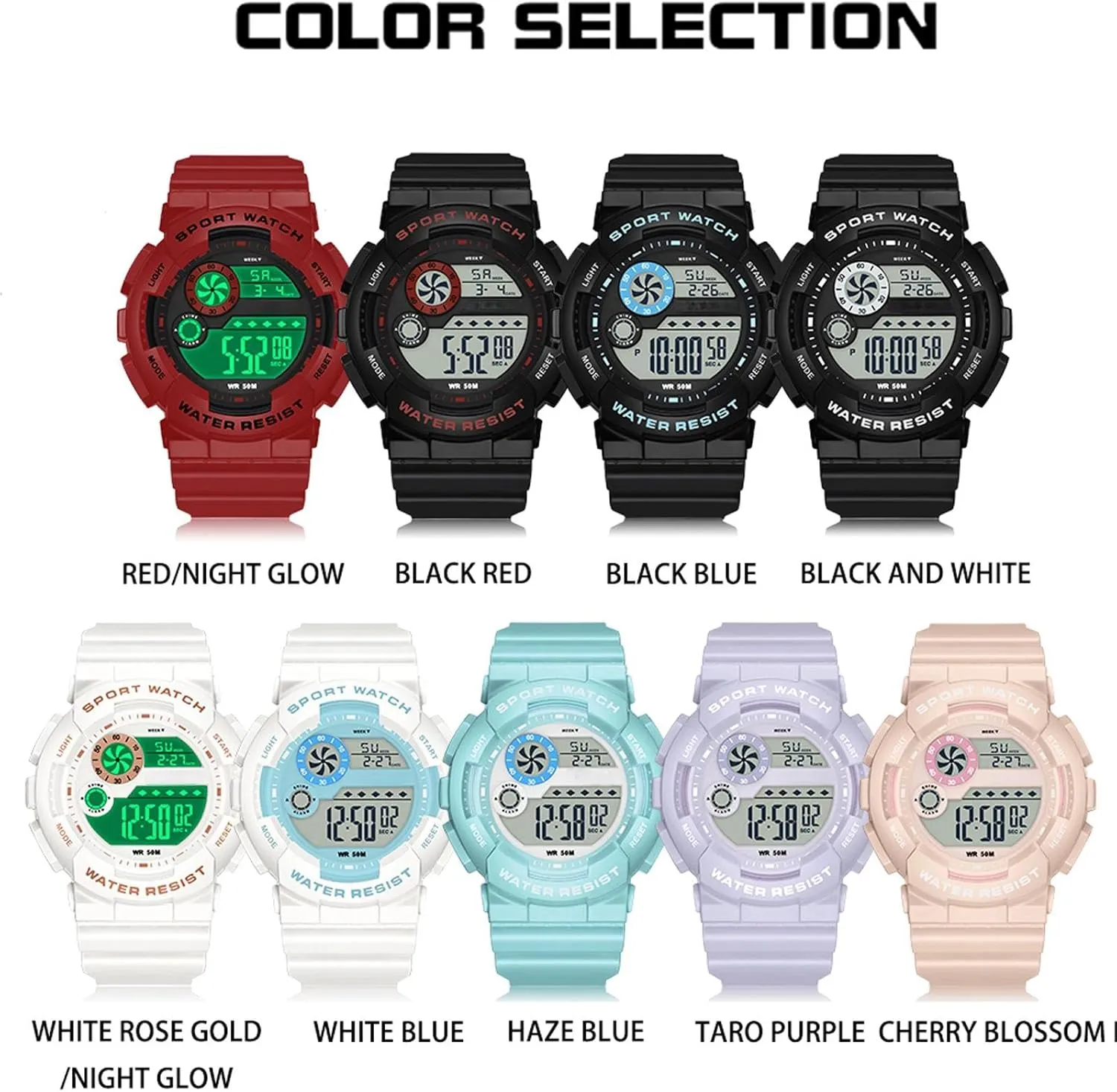 Alarm Stopwatch Hourly Chime LED Display 12H/24H Calendar findtime Digital pivotal pamphlet Watch Womens Sport Waterproof White Wrist Watches for Women with 