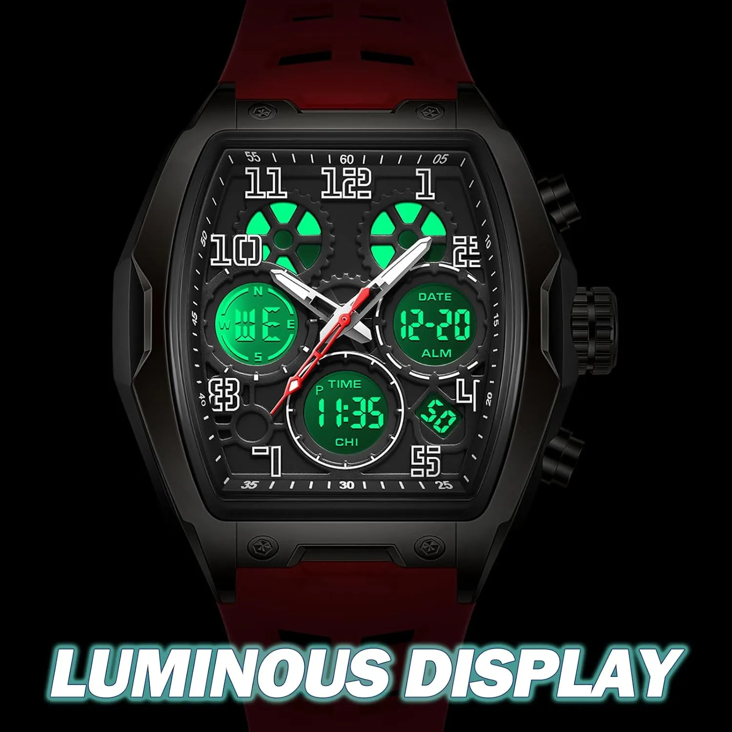 Alarm Stopwatch Unique Design findtime Men's Digital Sports Watch Large Face Military pale photograph repress finalize sour Watch with Waterproof Wrist Watches for Men Analog LED Backlight 