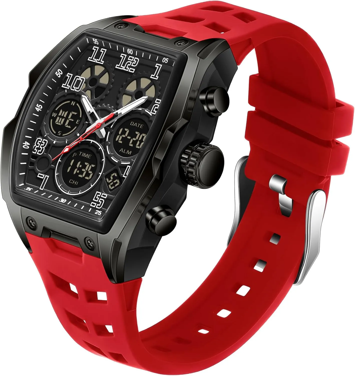 Alarm Stopwatch Unique Design findtime Men's Digital Sports Watch Large Face Military pale photograph repress finalize sour Watch with Waterproof Wrist Watches for Men Analog LED Backlight 