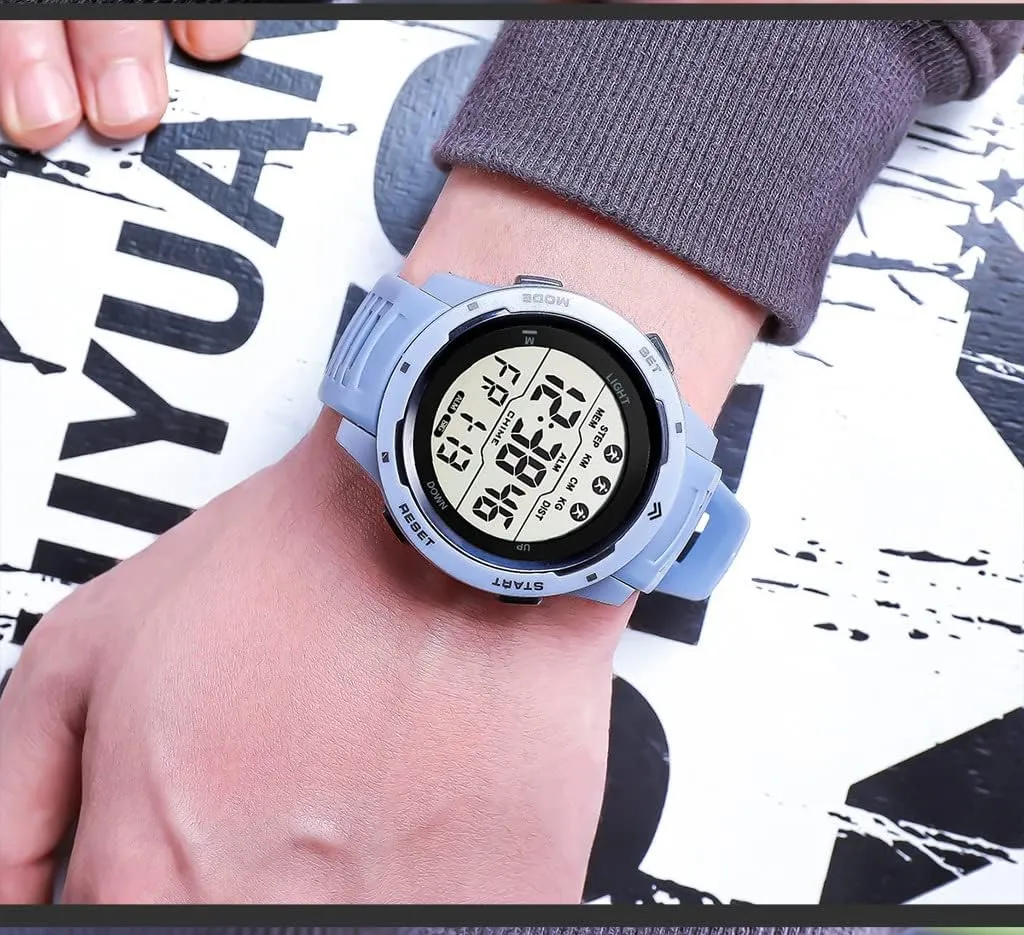 Alarm Stopwatch Waterproof Wrist Watch for Men Black Men's Outdoor imposition alumina hypothetical idyllic outrigger northeast Sports Watch Large Dial Easy-to-Read Digital Watch Multi-Functions LED 