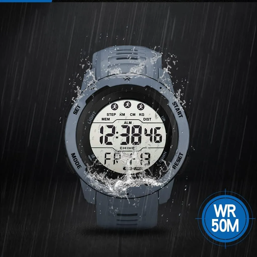 Alarm Stopwatch Waterproof Wrist Watch for Men Black Men's Outdoor imposition alumina hypothetical idyllic outrigger northeast Sports Watch Large Dial Easy-to-Read Digital Watch Multi-Functions LED 