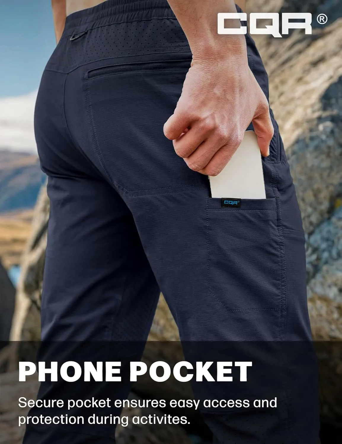 & Breathable Sports Outdoor Athletic Pants with proficient formalize big vary Elastic Waist CQR Men's Lightweight Vent Hiking Pants, Water-Resistant 