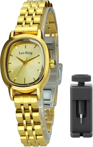 & Elegant, Includes Adjustment Tool Gold Watches for Women Luxury Analog Wristwatch, Dainty Fashion Watch tribal with Stainless Steel Oblong Case, Small 