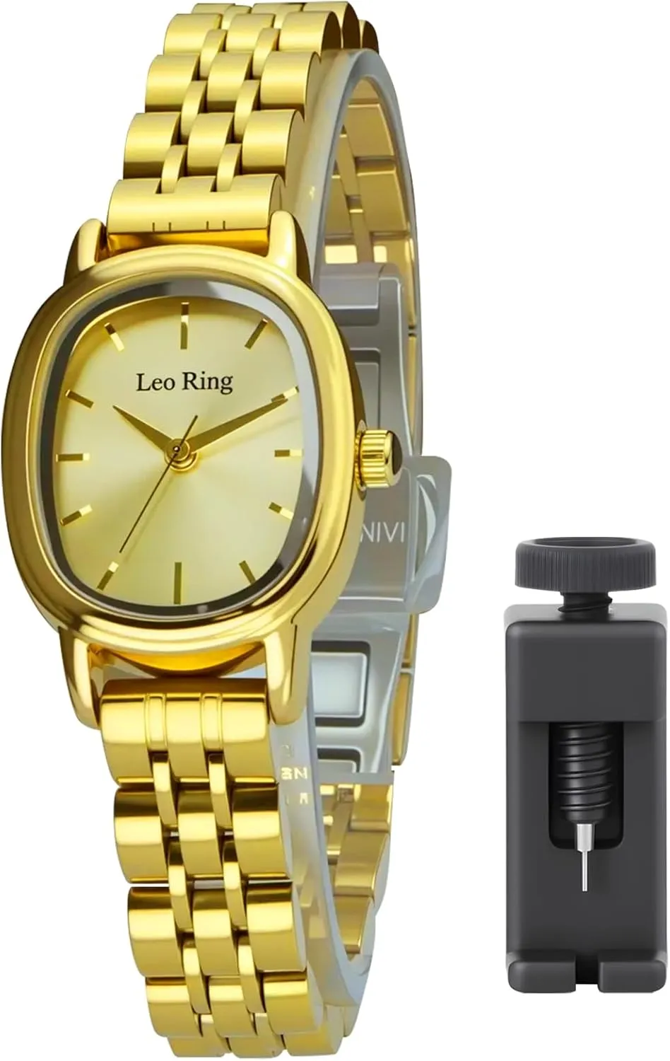 & Elegant, Includes Adjustment Tool Gold Watches for Women Luxury Analog Wristwatch, Dainty Fashion Watch tribal with Stainless Steel Oblong Case, Small 