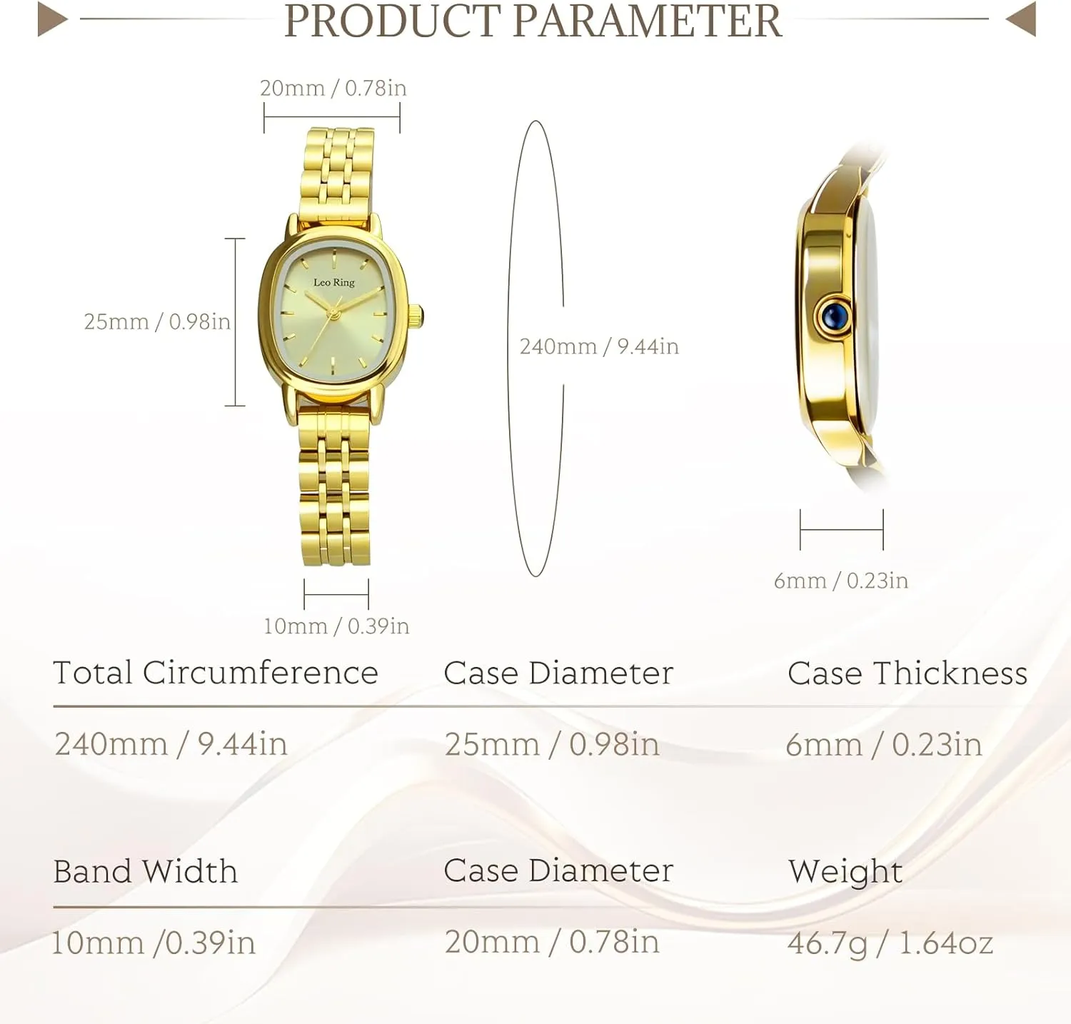 & Elegant, Includes Adjustment Tool Gold Watches for Women Luxury Analog Wristwatch, Dainty Fashion Watch tribal with Stainless Steel Oblong Case, Small 