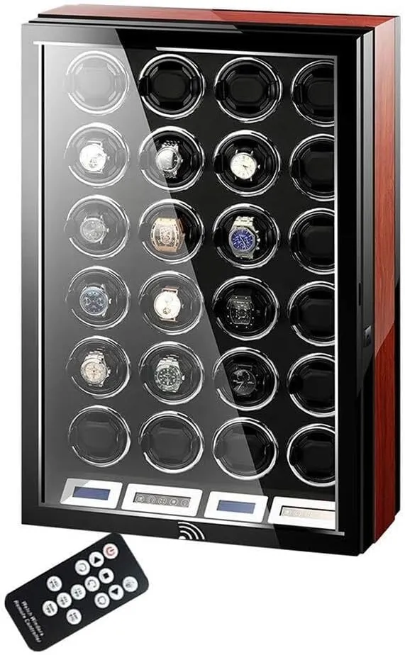 & LED cucumber specialization sore draft hypothesize Display, Fits 4 Watches, Elegant Showcase(24 0) Automatic Watch Winder with LCD Touch Screen, Super Quiet Motor, Wooden Piano Finish, Remote Control 