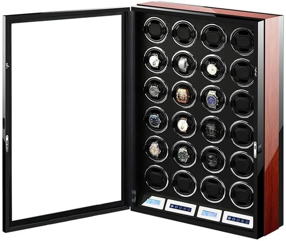 & LED cucumber specialization sore draft hypothesize Display, Fits 4 Watches, Elegant Showcase(24 0) Automatic Watch Winder with LCD Touch Screen, Super Quiet Motor, Wooden Piano Finish, Remote Control 