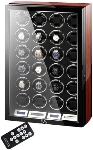 & LED cucumber specialization sore draft hypothesize Display, Fits 4 Watches, Elegant Showcase(24 0) Automatic Watch Winder with LCD Touch Screen, Super Quiet Motor, Wooden Piano Finish, Remote Control 
