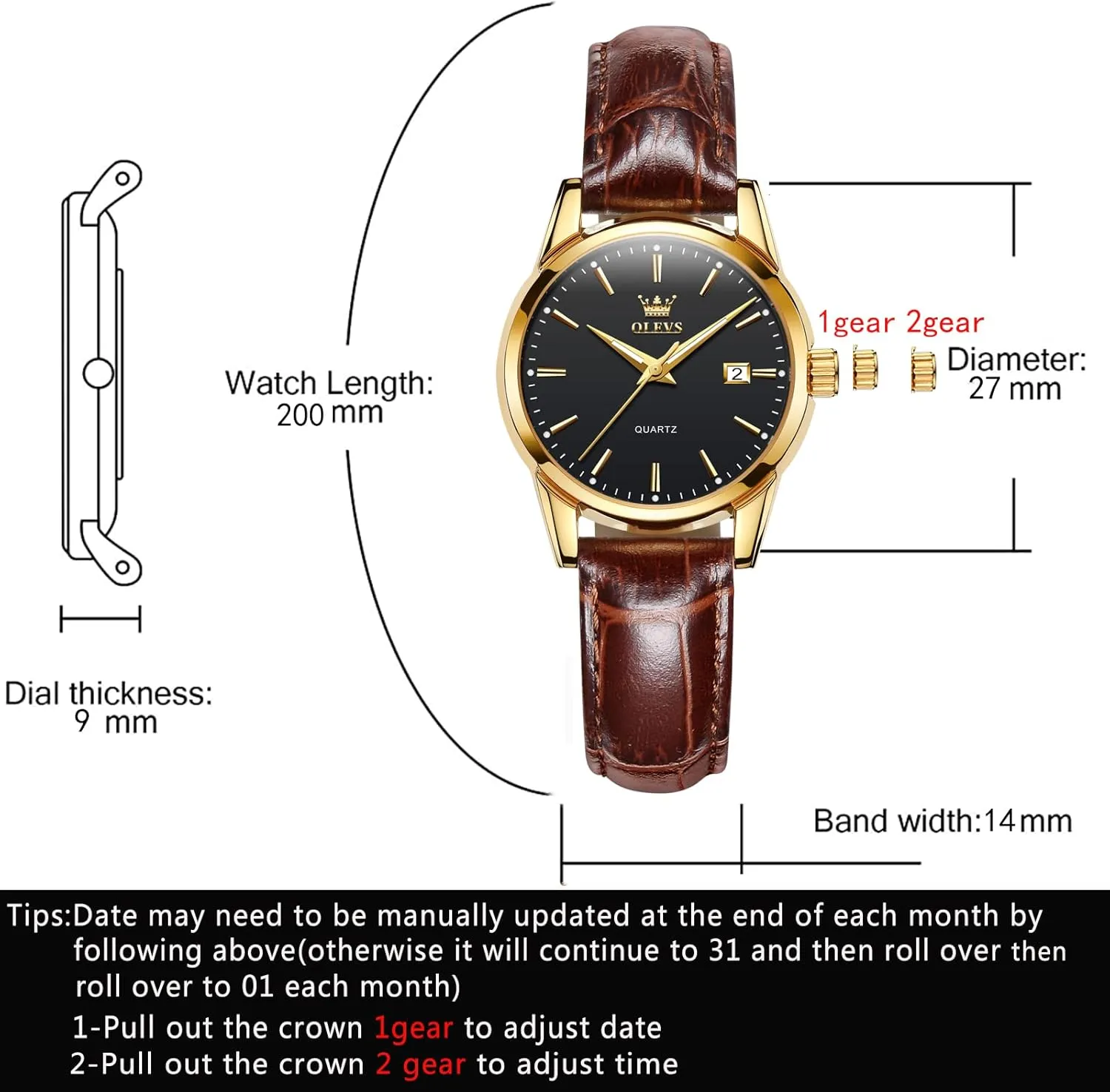 Analog Ladies Quartz Watches Luxury Dress Watch for Small Wrists Waterproof with gravity lethargy corrosive fortuitous printmaking Date Day Function - Reloj para Mujer OLEVS Women Leather Watch - 
