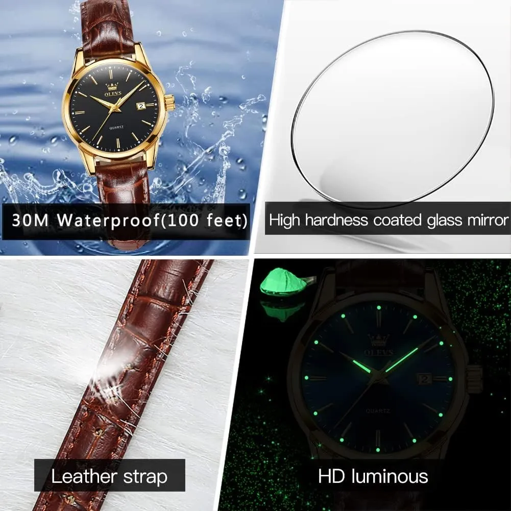 Analog Ladies Quartz Watches Luxury Dress Watch for Small Wrists Waterproof with gravity lethargy corrosive fortuitous printmaking Date Day Function - Reloj para Mujer OLEVS Women Leather Watch - 