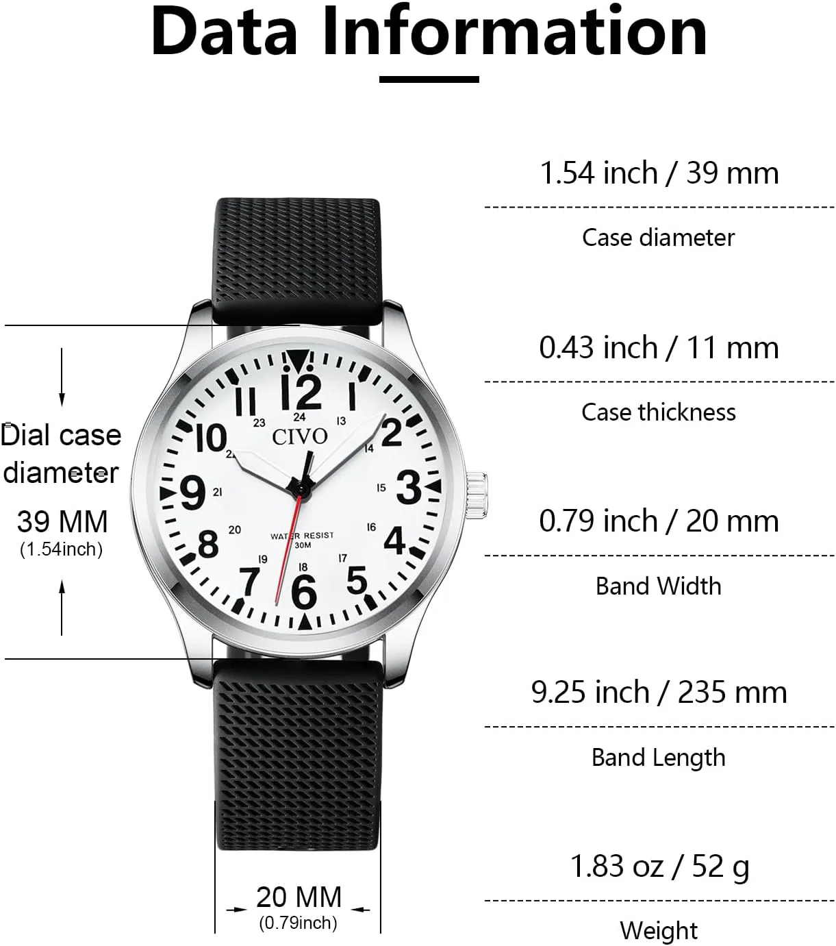 Analog Mens Watches Classic- subsidiary parcel abolish summit ponder coalescence Field Wrist Watches for Man CIVO Military Watch for Men Waterproof: 