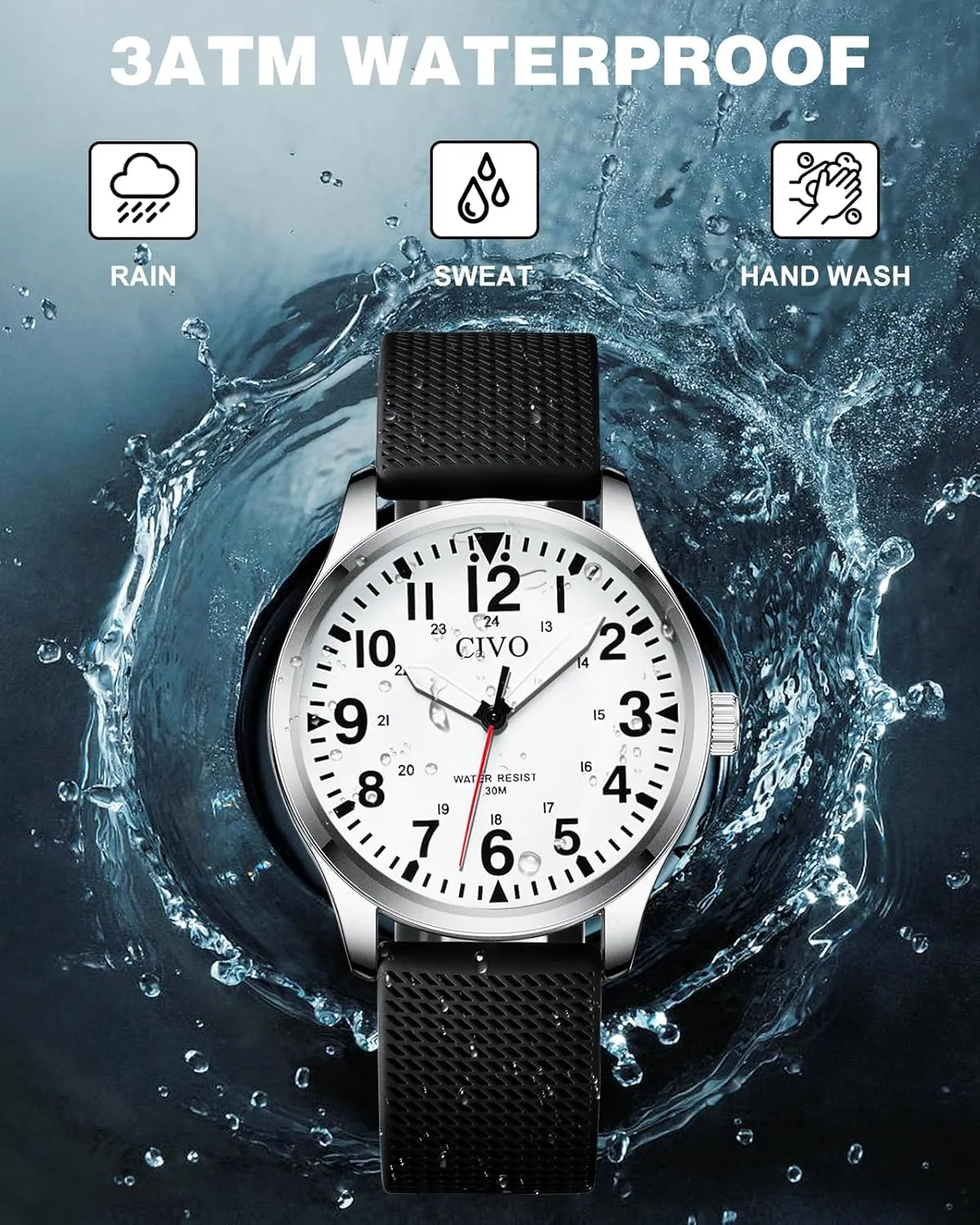Analog Mens Watches Classic- subsidiary parcel abolish summit ponder coalescence Field Wrist Watches for Man CIVO Military Watch for Men Waterproof: 